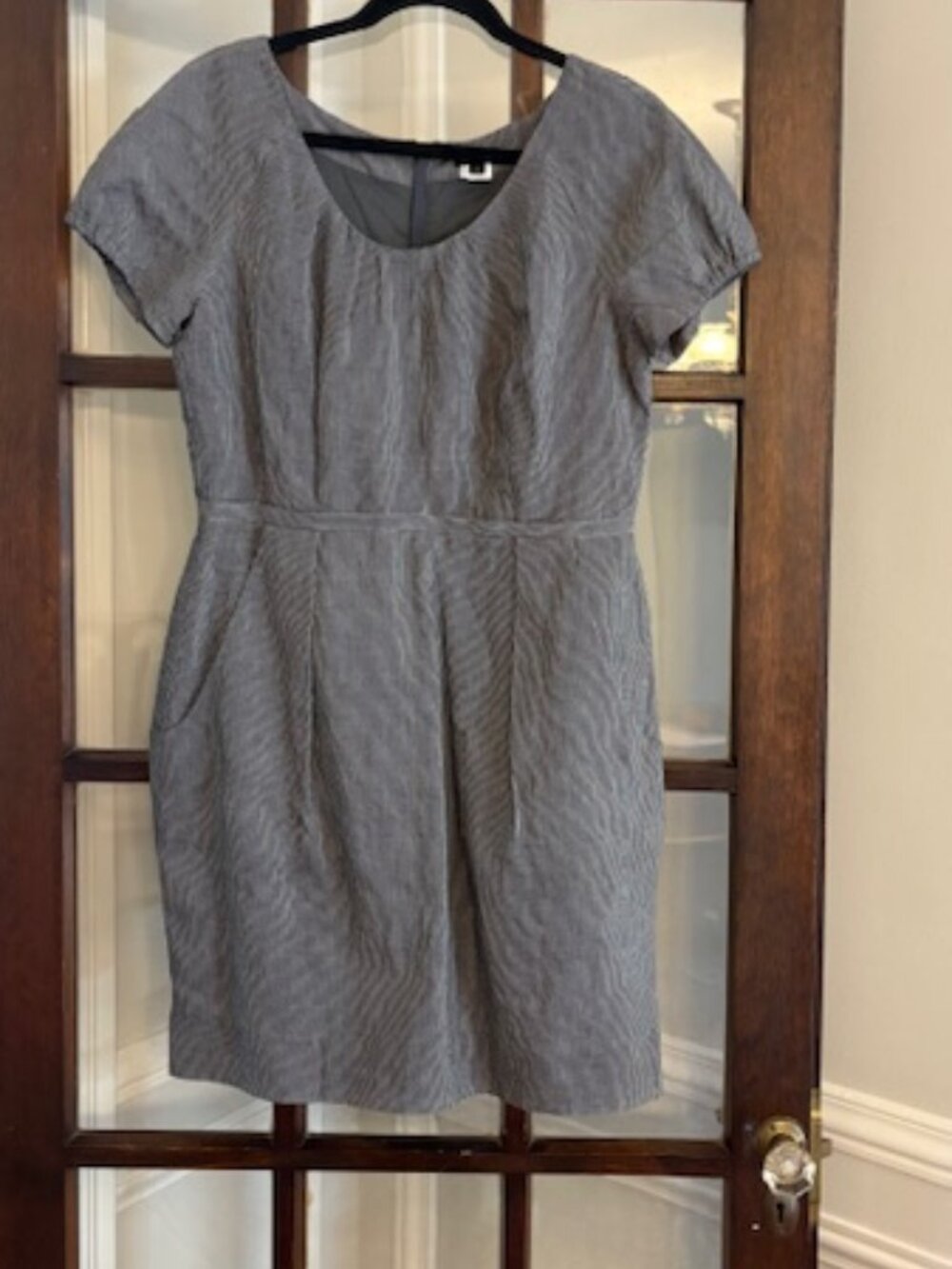 J.Crew Gray Striped Short-Sleeve Mini Dress, Size 10